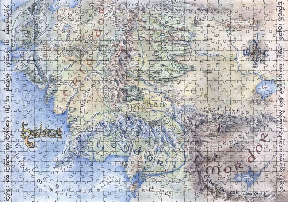 Yüzüklerin Efendisi Ortadünya Haritası Puzzle Yapboz MDF Ahşap 500 Parça 49 cm X 68 cm