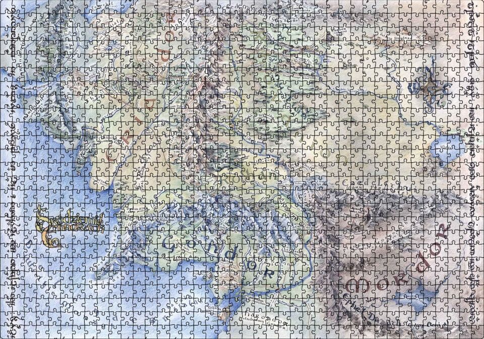 Yüzüklerin Efendisi Ortadünya Haritası Puzzle Yapboz MDF Ahşap 1000 Parça 49 cm X 68 cm