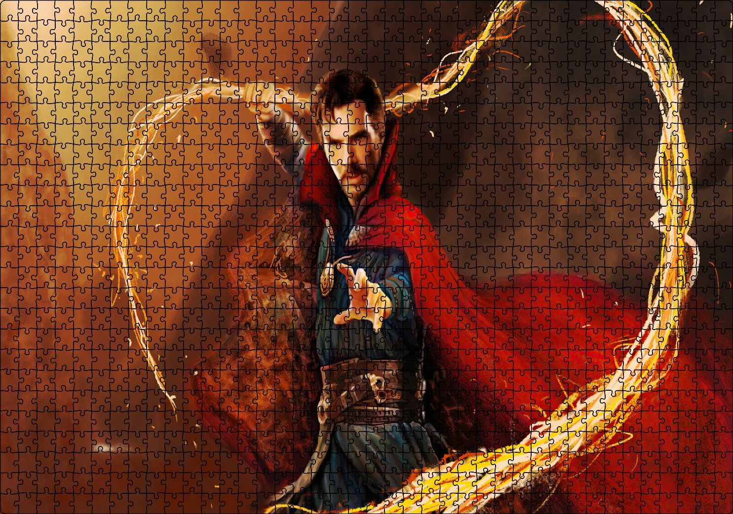 Doktor Strange ve Alev Kırbacı Puzzle Yapboz MDF Ahşap 1000 Parça 49 cm X 68 cm