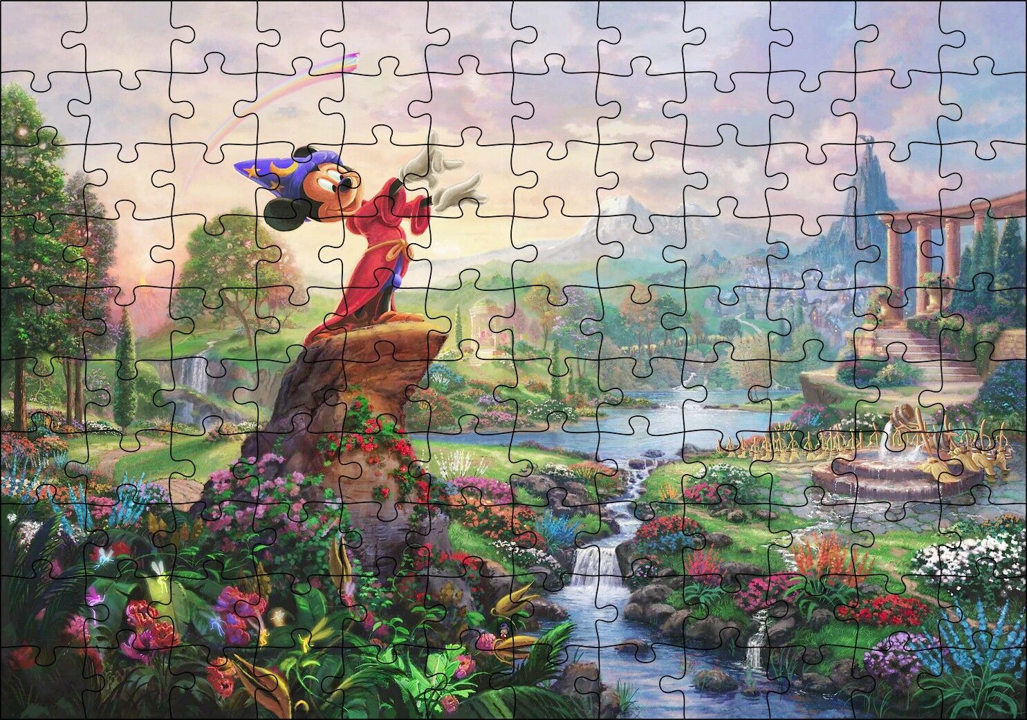 Su Kütlesinin Yanında Duran Mickey Mouse Puzzle Yapboz MDF Ahşap