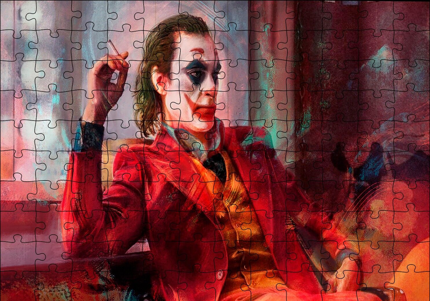 Joker Sigara İçiyor Artwork Puzzle Yapboz MDF Ahşap 120 Parça 24 cm X 34 cm