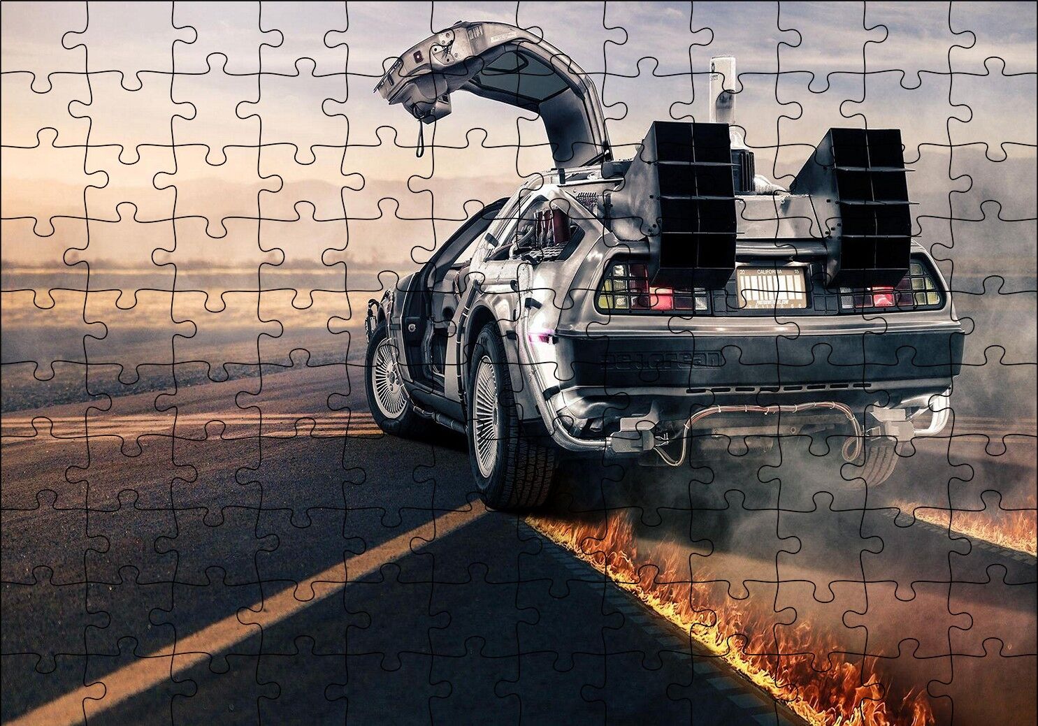 Geleceğe Dönüş Delorean'ın Dönüşü Puzzle Yapboz MDF Ahşap