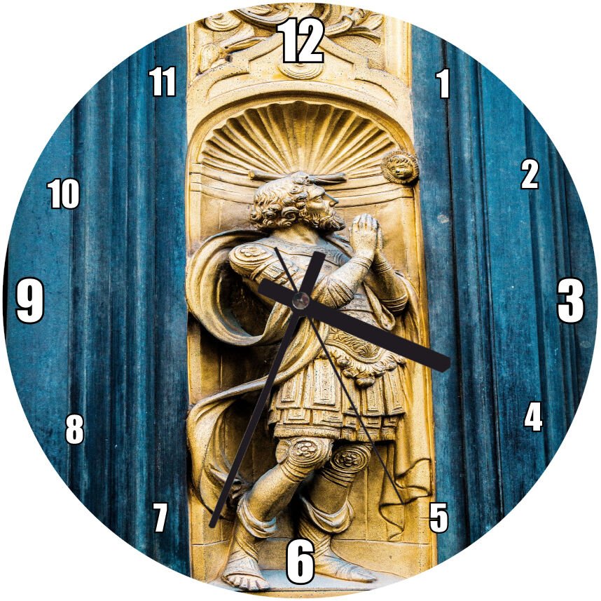 Altın Herkül Heykeli Mdf Ahşap Duvar Saati