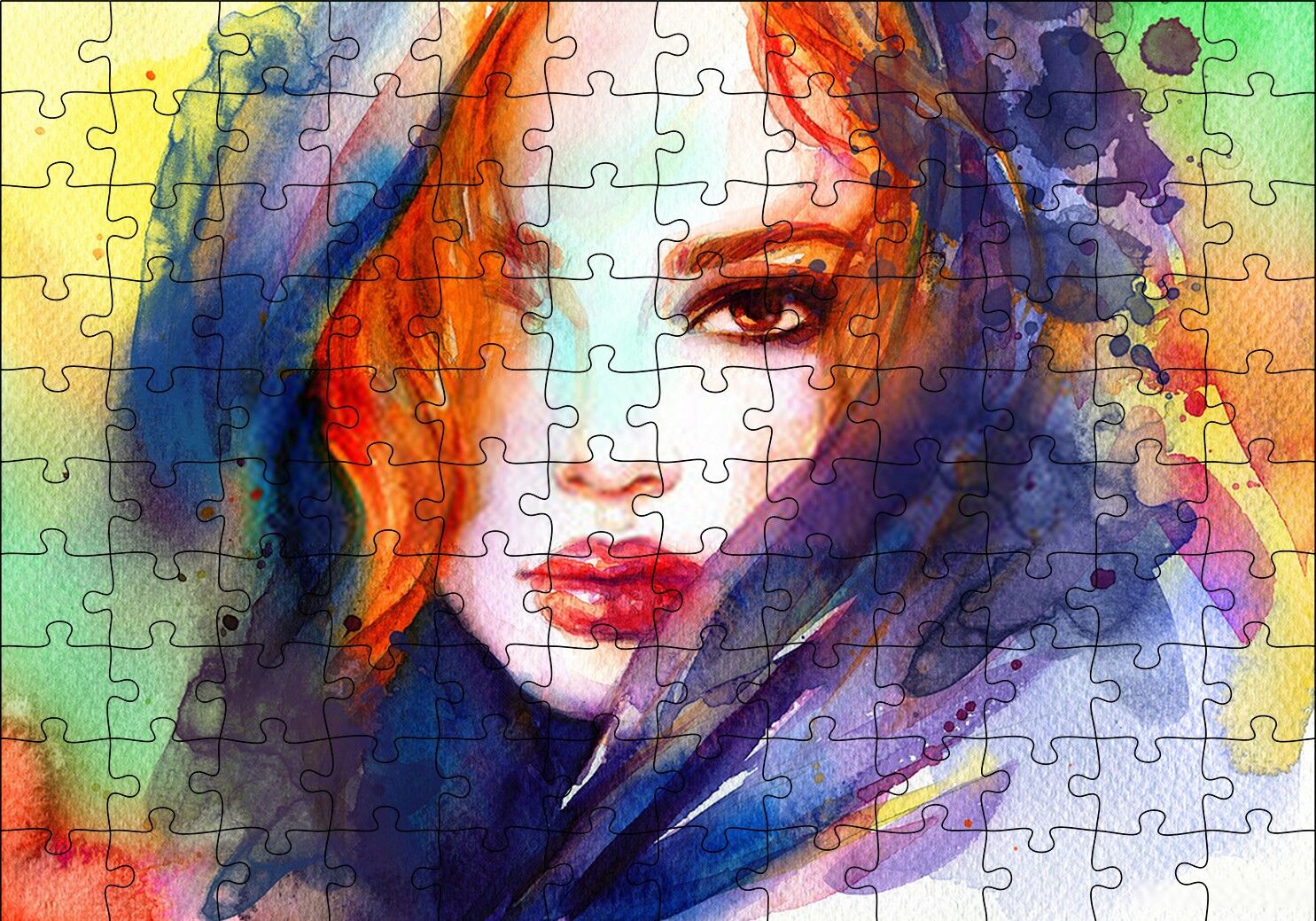 Modern Sanat Başı Örtülü Kadın Puzzle Yapboz MDF Ahşap 120 Parça 24 cm X 34 cm