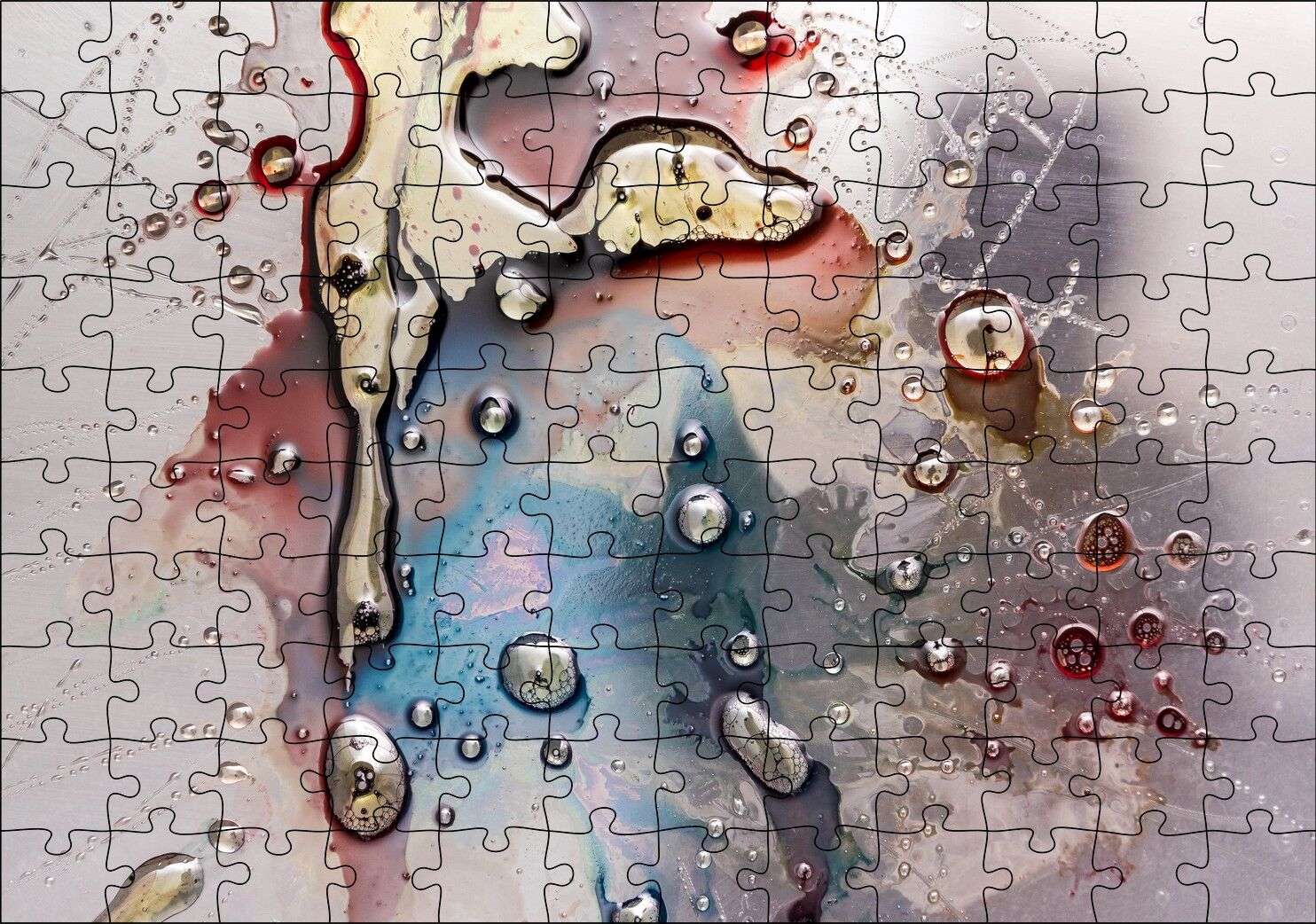 Parlak Zeminde Civalı Mürekkep Lekesi Desen Puzzle Yapboz MDF Ahşap 120 Parça 24 cm X 34 cm