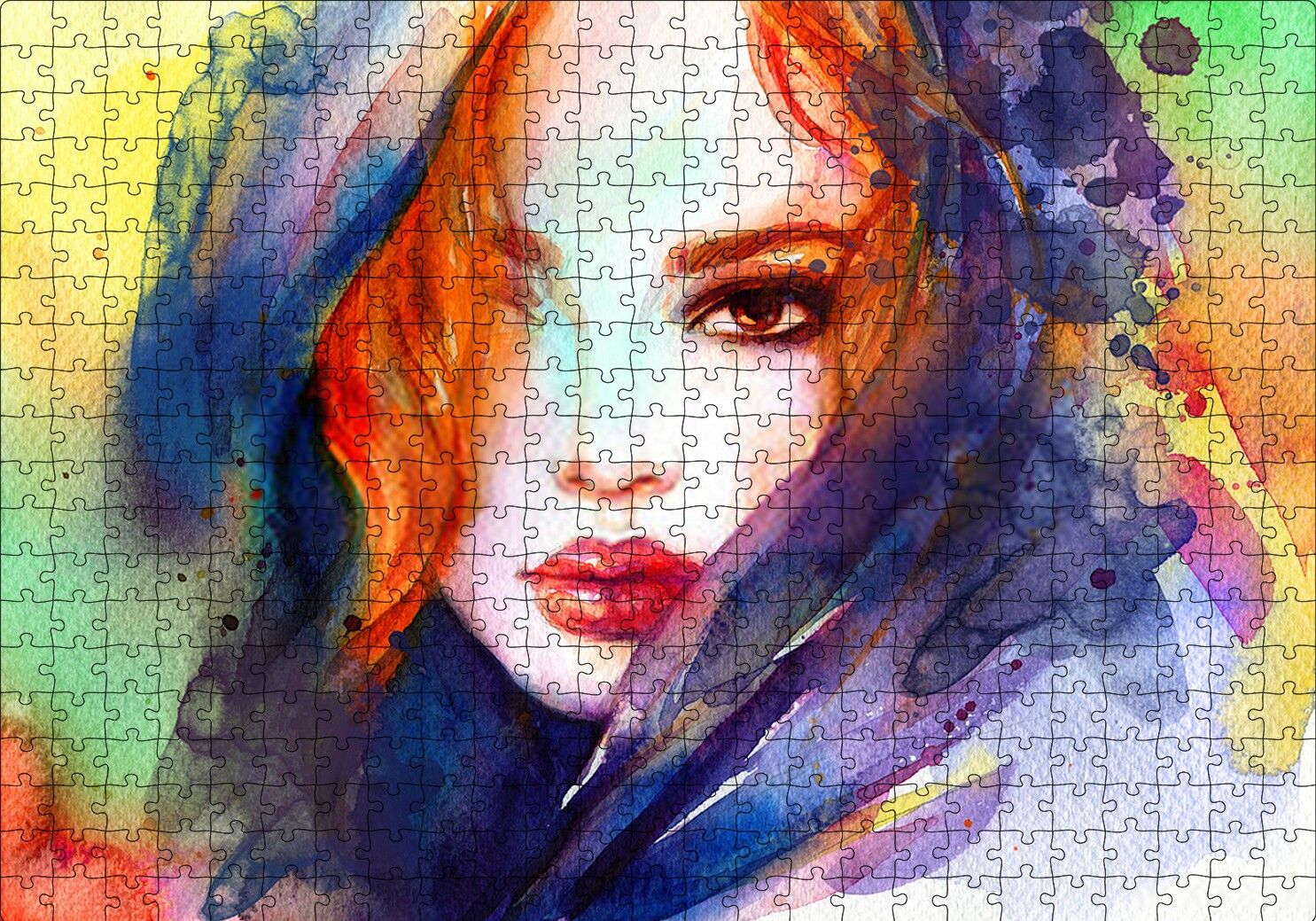 Modern Sanat Başı Örtülü Kadın Puzzle Yapboz MDF Ahşap 500 Parça 49 cm X 68 cm