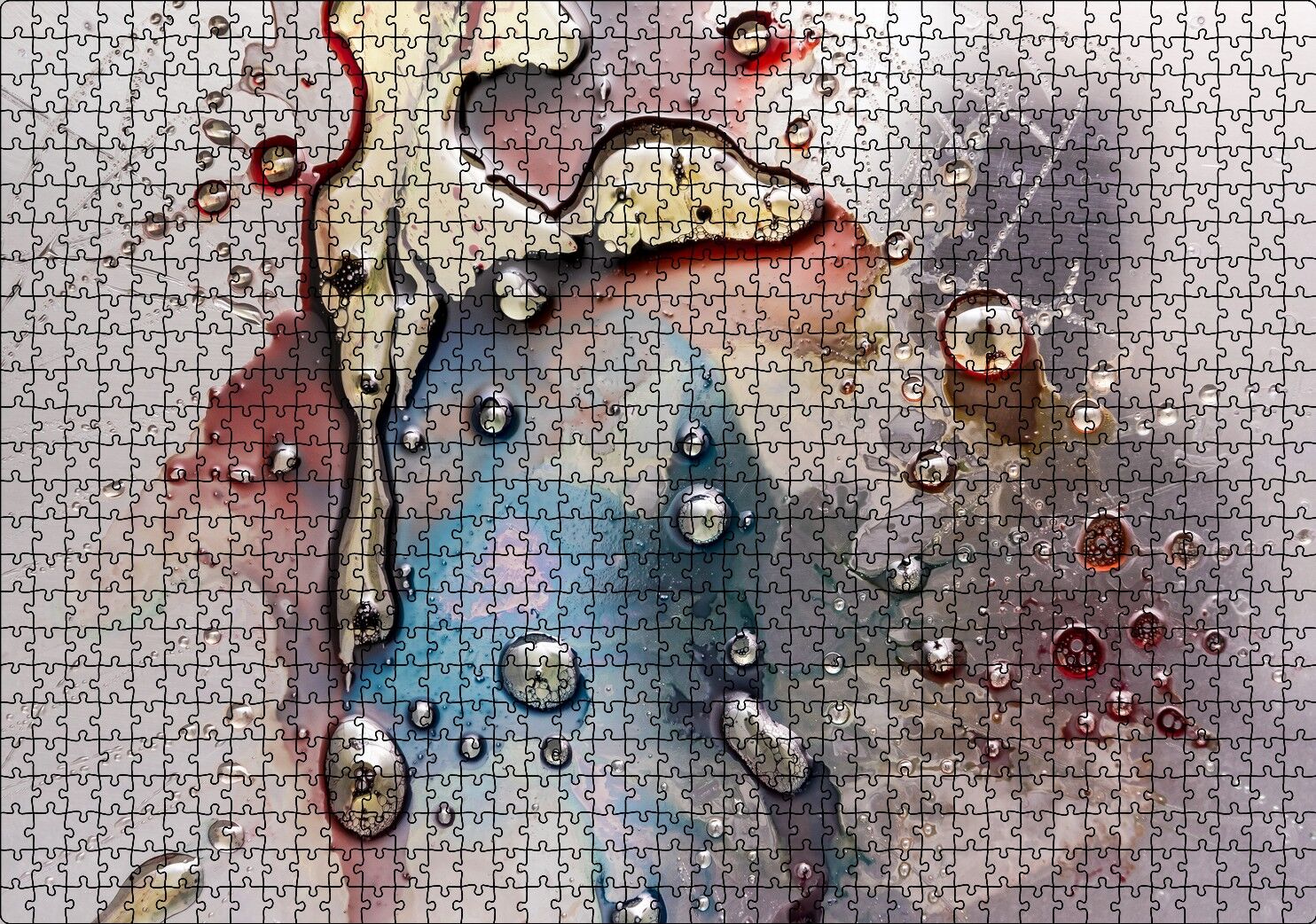 Parlak Zeminde Civalı Mürekkep Lekesi Desen Puzzle Yapboz MDF Ahşap 1000 Parça 49 cm X 68 cm