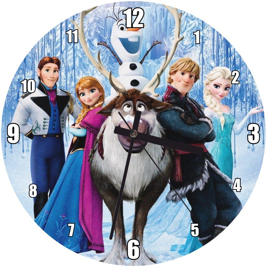 Frozen Tüm Karakterler  Mdf Ahşap Duvar Saati 50 cm Çap