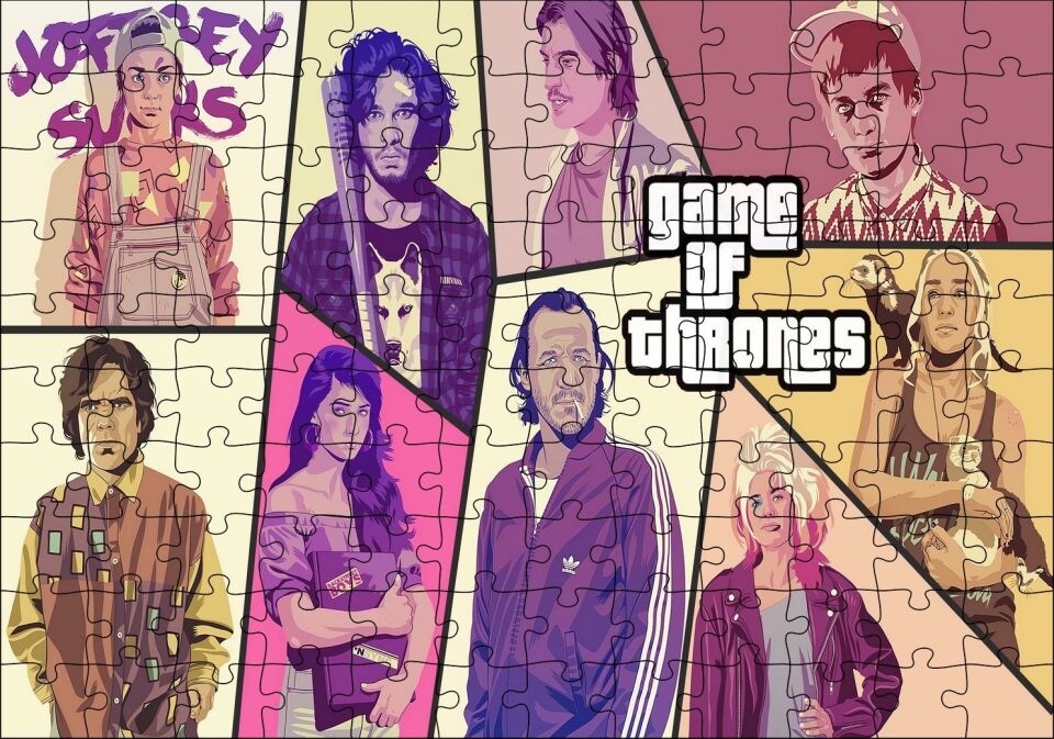 Taht Oyunları Gta Görsel Puzzle Yapboz MDF Ahşap