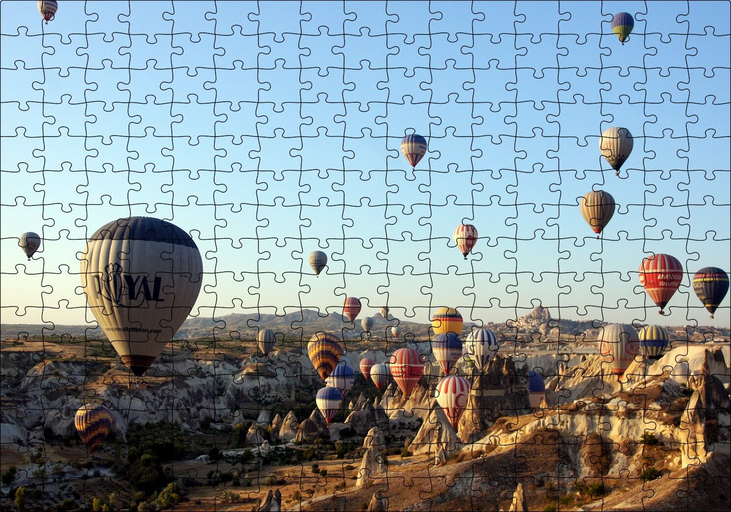 Gündoğumunda Kapadokyada Balonlar Puzzle Yapboz MDF Ahşap 255 Parça 34 cm X 49 cm