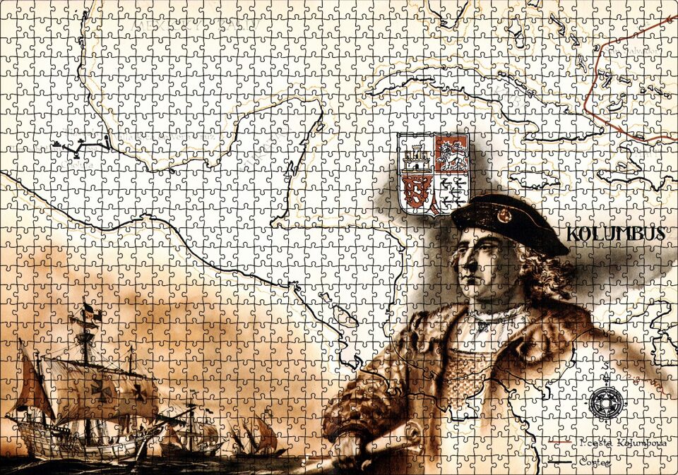 Christopher Columbus Harita Ve Gemiler Puzzle Yapboz MDF Ahşap 1000 Parça 49 cm X 68 cm