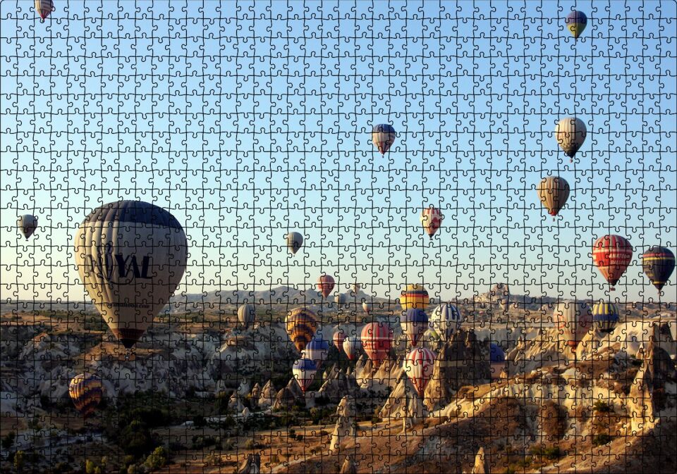 Gündoğumunda Kapadokyada Balonlar Puzzle Yapboz MDF Ahşap 1000 Parça 49 cm X 68 cm