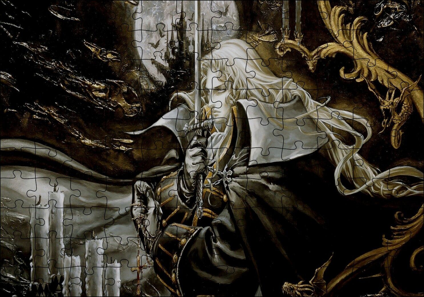 Castlevania Games Mumlar Savaşçı Görseli Puzzle Yapboz MDF Ahşap 120 Parça 24 cm X 34 cm
