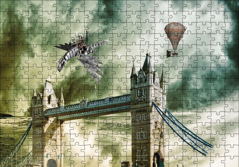 Londra Köprüsü Fantastik Görsel Puzzle Yapboz MDF Ahşap 255 Parça 34 cm X 49 cm
