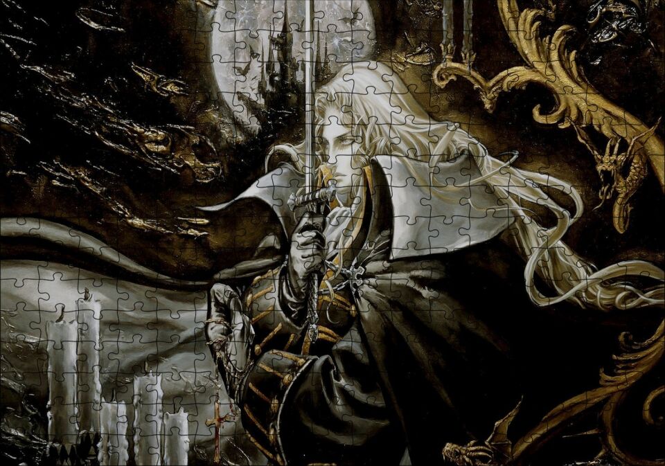 Castlevania Games Mumlar Savaşçı Görseli Puzzle Yapboz MDF Ahşap 255 Parça 34 cm X 49 cm