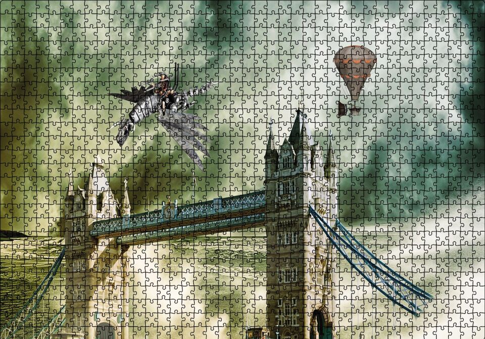 Londra Köprüsü Fantastik Görsel Puzzle Yapboz MDF Ahşap 1000 Parça 49 cm X 68 cm