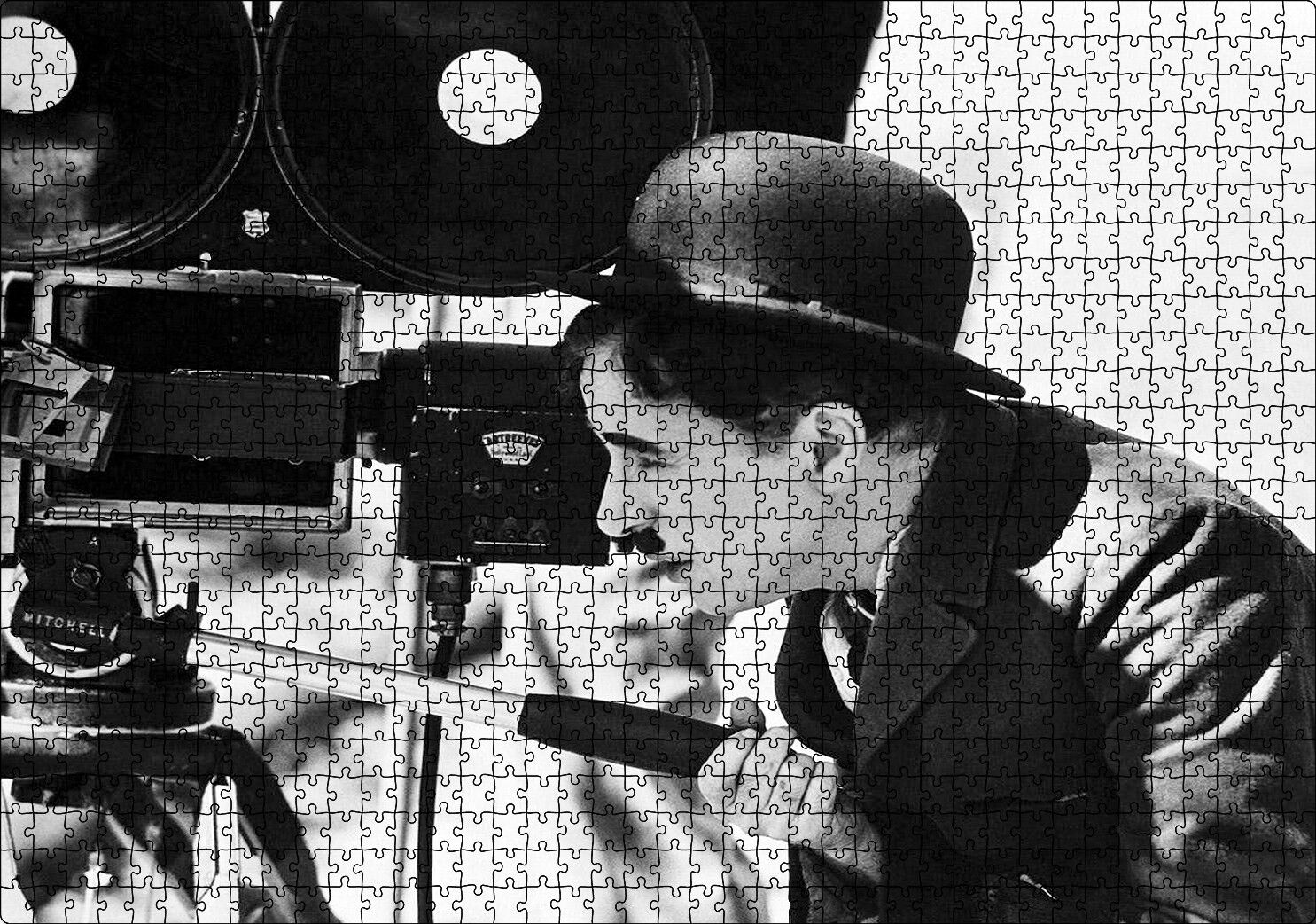 Charlie Chaplin Ve Kamera Puzzle Yapboz MDF Ahşap 1000 Parça 49 cm X 68 cm