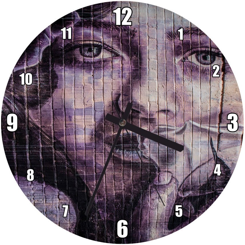 Kadın Yüzü Duvar Boyama Mdf Ahşap Duvar Saati