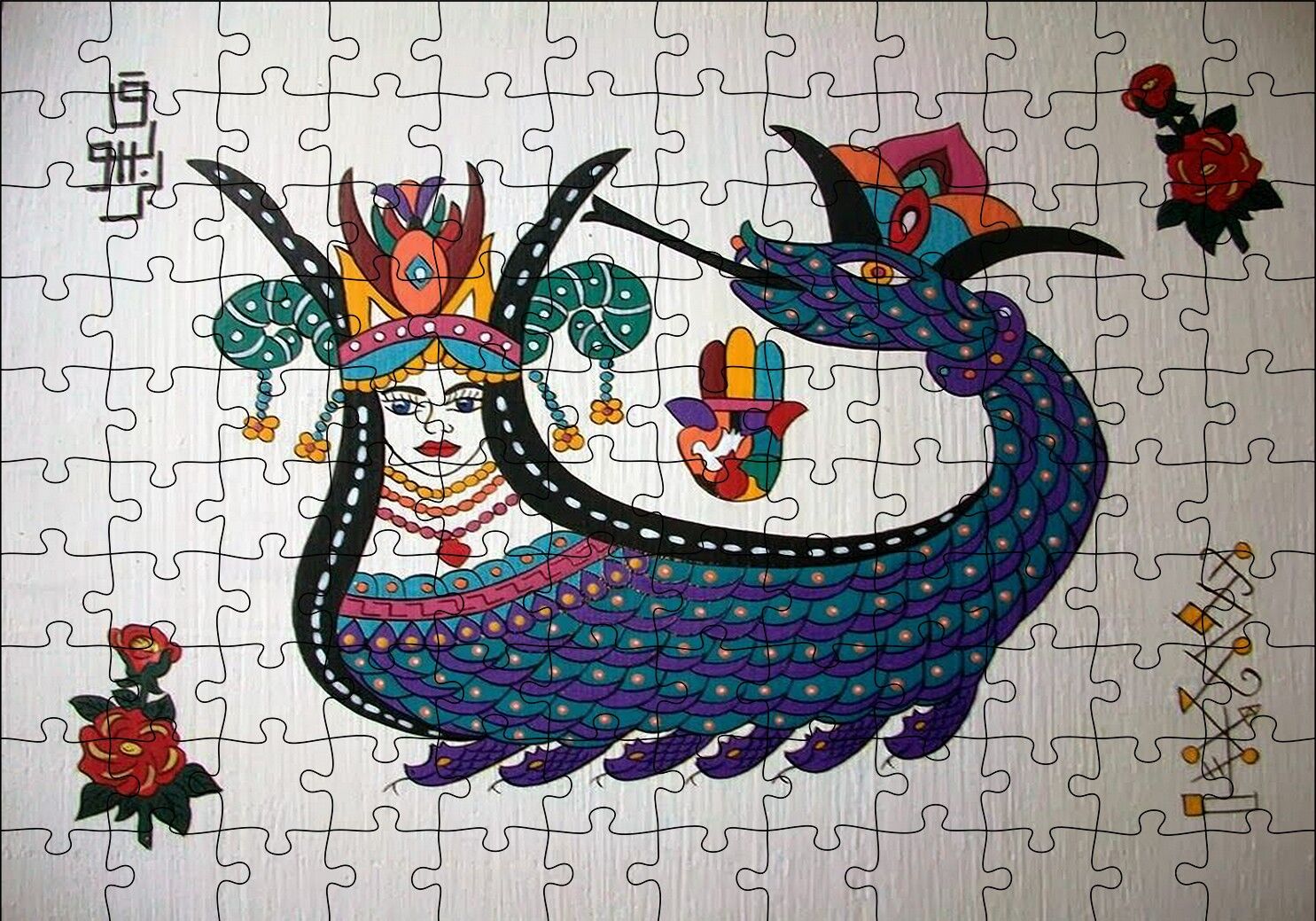 Şahmeran Çizimi Puzzle Yapboz MDF Ahşap 120 Parça 24 cm X 34 cm