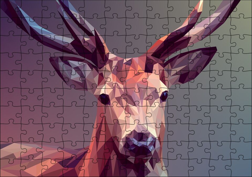 Geyik Dijital Mozaik Puzzle Yapboz MDF Ahşap 120 Parça 24 cm X 34 cm