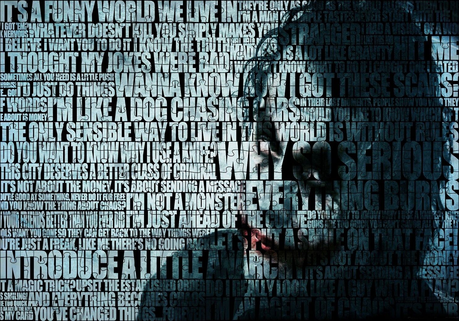 Joker Yüzü ve Replikleri Puzzle Yapboz MDF Ahşap 255 Parça 34 cm X 49 cm