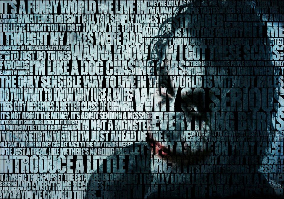 Joker Yüzü ve Replikleri Puzzle Yapboz MDF Ahşap 255 Parça 34 cm X 49 cm