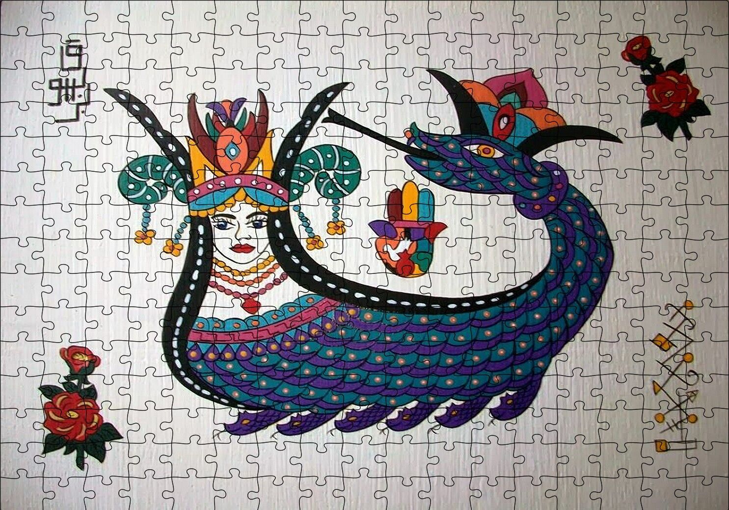 Şahmeran Çizimi Puzzle Yapboz MDF Ahşap 255 Parça 34 cm X 49 cm