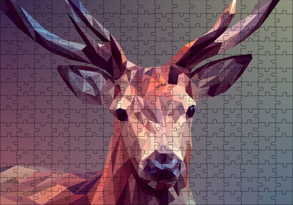 Geyik Dijital Mozaik Puzzle Yapboz MDF Ahşap 255 Parça 34 cm X 49 cm