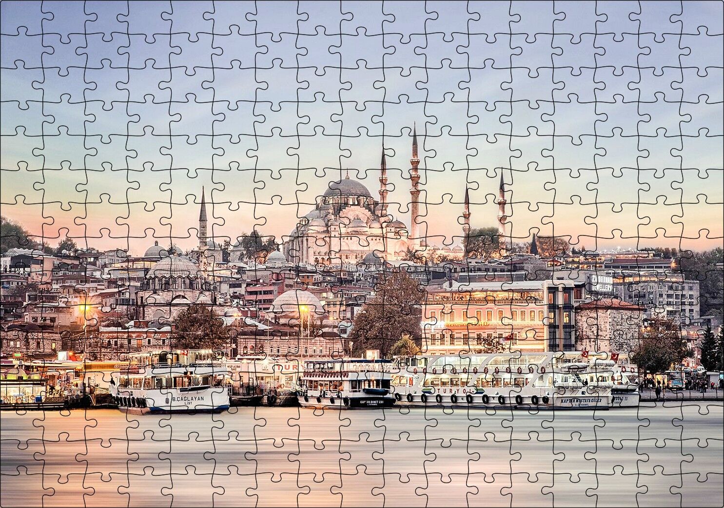 r ve Arkada Camiler Puzzle Yapboz MDF Ahşap 255 Parça 34 cm X 49 cm