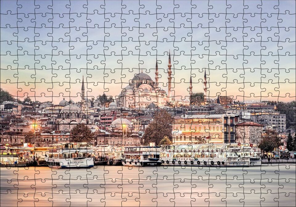 r ve Arkada Camiler Puzzle Yapboz MDF Ahşap 255 Parça 34 cm X 49 cm