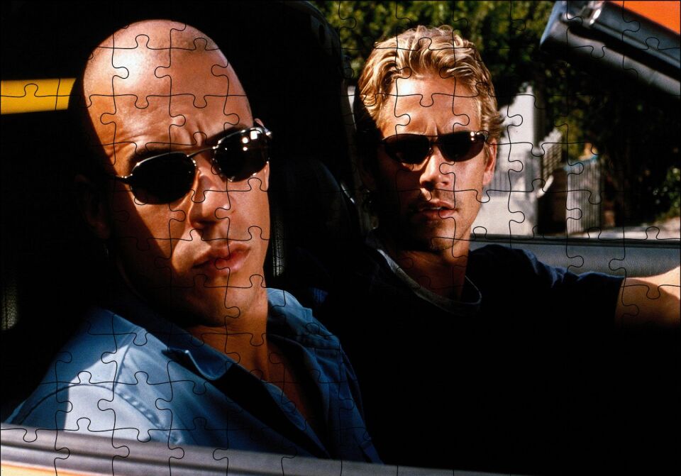 Fast and Furious Walker ve Diesel Yarışıyor Puzzle Yapboz MDF Ahşap