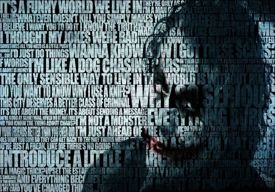 Joker Yüzü ve Replikleri Puzzle Yapboz MDF Ahşap 500 Parça 49 cm X 68 cm