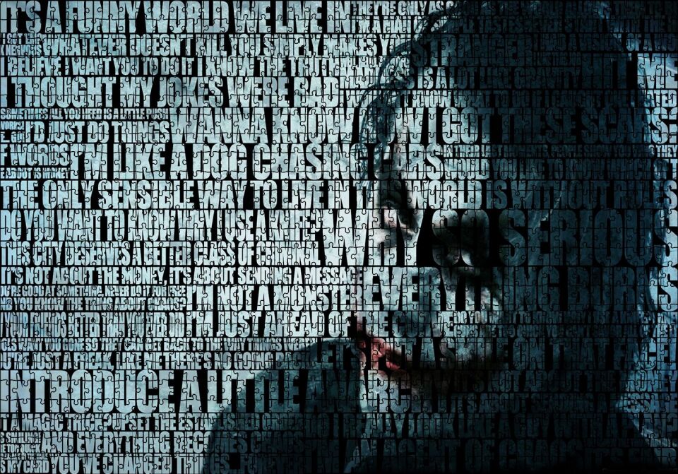 Joker Yüzü ve Replikleri Puzzle Yapboz MDF Ahşap 1000 Parça 49 cm X 68 cm