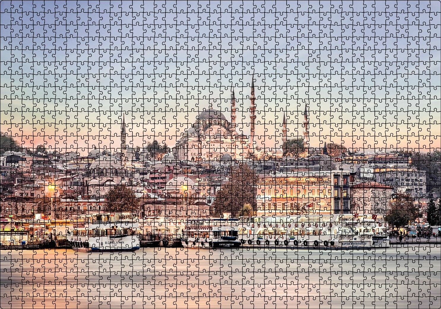 r ve Arkada Camiler Puzzle Yapboz MDF Ahşap 1000 Parça 49 cm X 68 cm