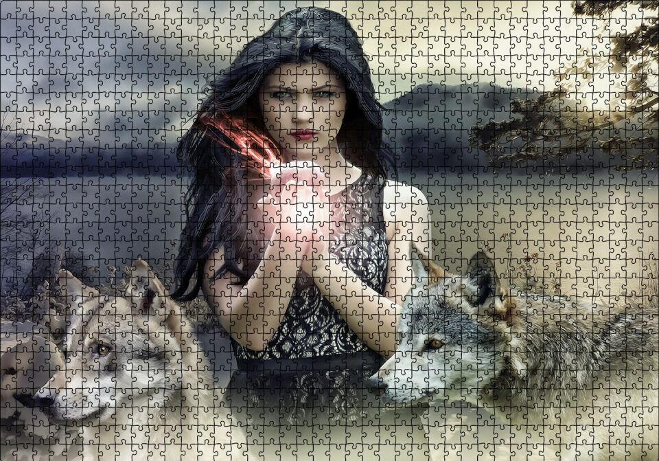 Gotik Kız Kurtlar ve Sisli Tepeler Puzzle Yapboz MDF Ahşap 1000 Parça 49 cm X 68 cm