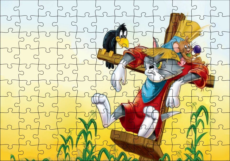 Tom ve Jerry Fare Sorunu Puzzle Yapboz MDF Ahşap