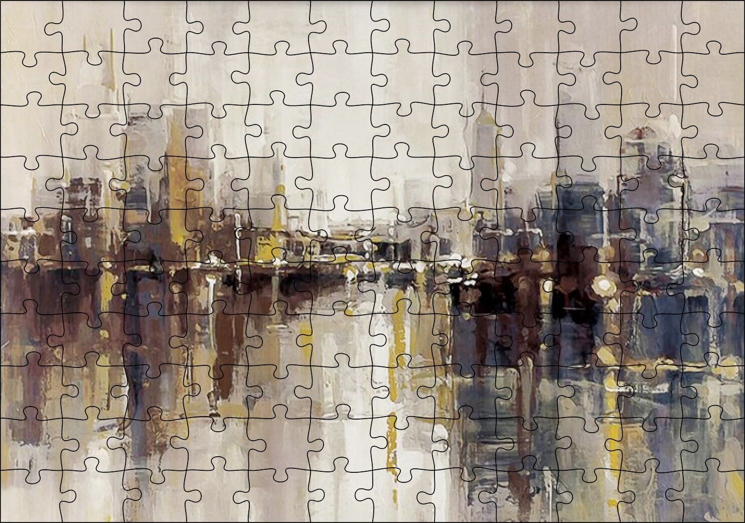 Gökdelenler ve Denizdeki Yansımaları Yağlı Boya Puzzle Yapboz MDF Ahşap