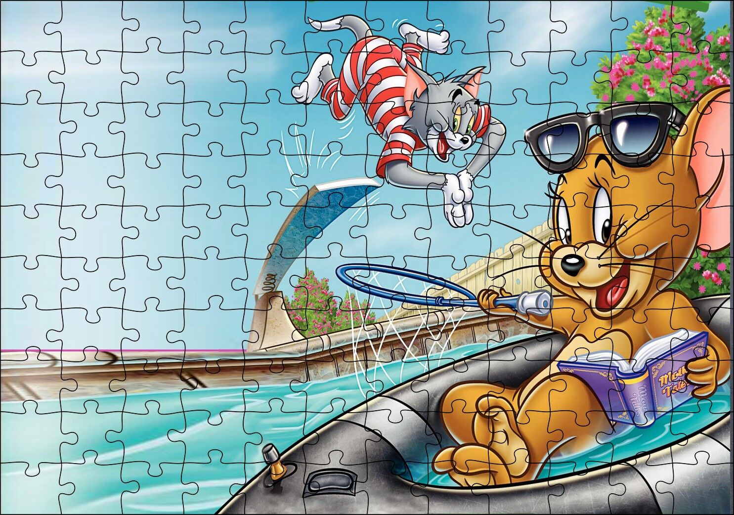 Tom ve Jerry Fur Flying Puzzle Yapboz MDF Ahşap
