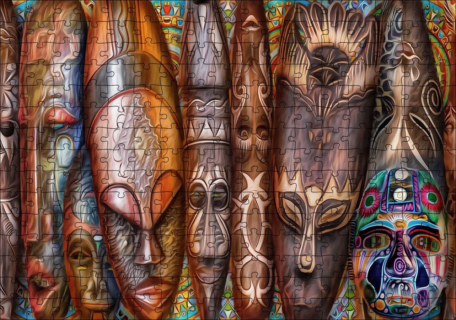 Afrika Kıtası Kültürü Kompozisyon Puzzle Yapboz MDF Ahşap 255 Parça 34 cm X 49 cm