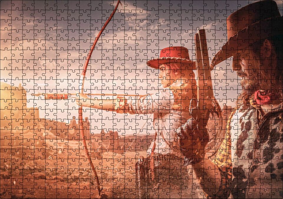 Red Dead Redemption Oyun Posteri Puzzle Yapboz MDF Ahşap 500 Parça 49 cm X 68 cm