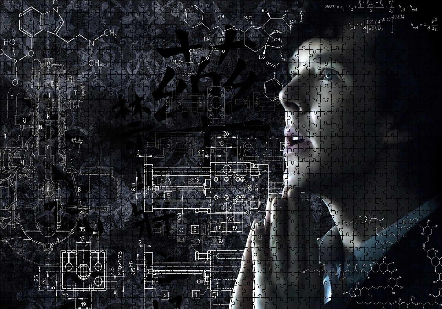 Sherlock Benedict Cumberbatch ve Formüller Puzzle Yapboz MDF Ahşap 1000 Parça 49 cm X 68 cm