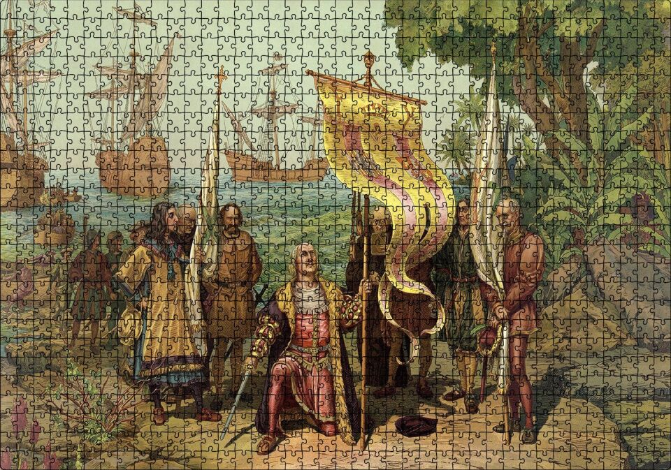 Christopher Columbus Ve Kaşifler Puzzle Yapboz MDF Ahşap 1000 Parça 49 cm X 68 cm