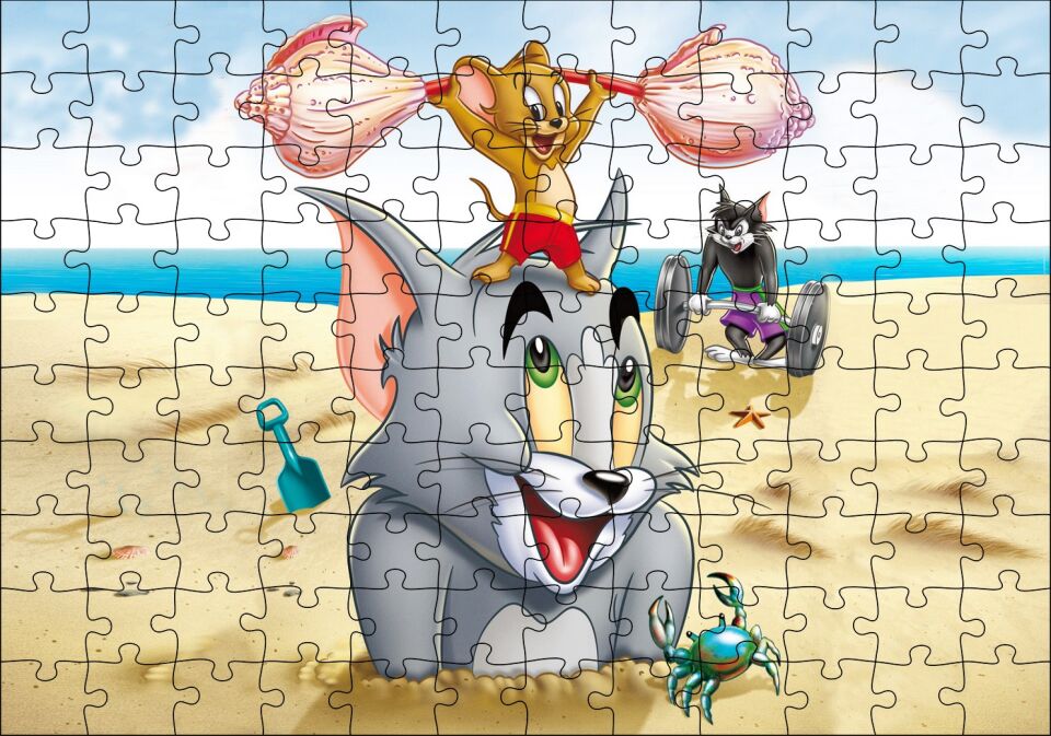 Tom ve Jerry Tough Tumble Puzzle Yapboz MDF Ahşap