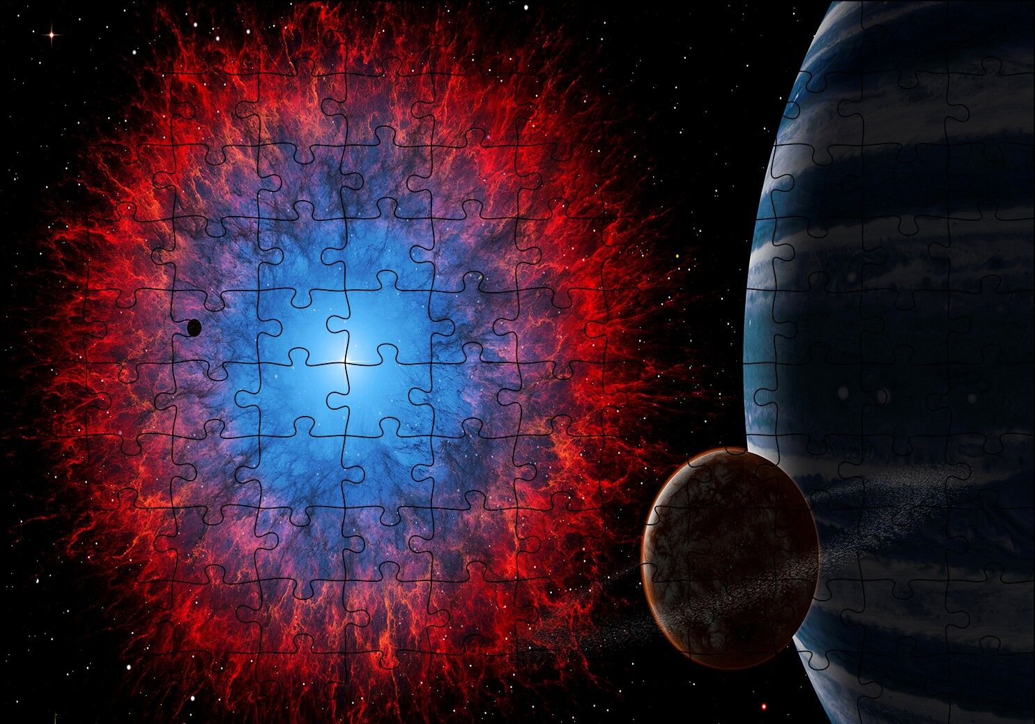 Gezegenler ve Evren Kesiti Puzzle Yapboz MDF Ahşap