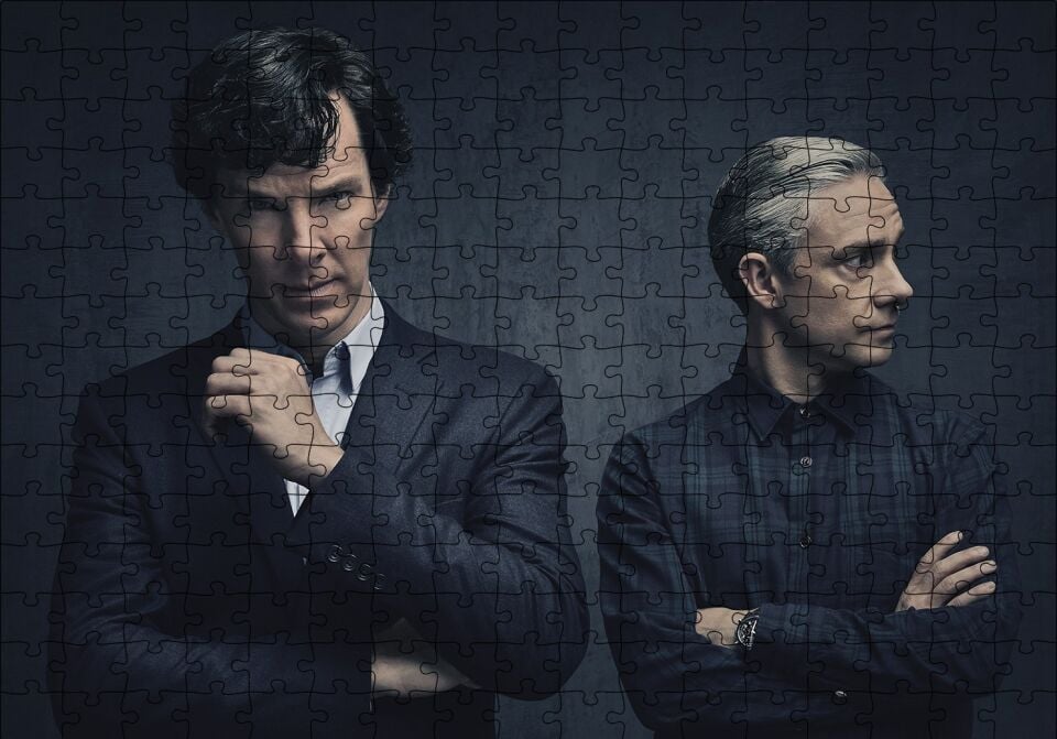 Sherlock Holmes ve Dr Watson Puzzle Yapboz MDF Ahşap 255 Parça 34 cm X 49 cm