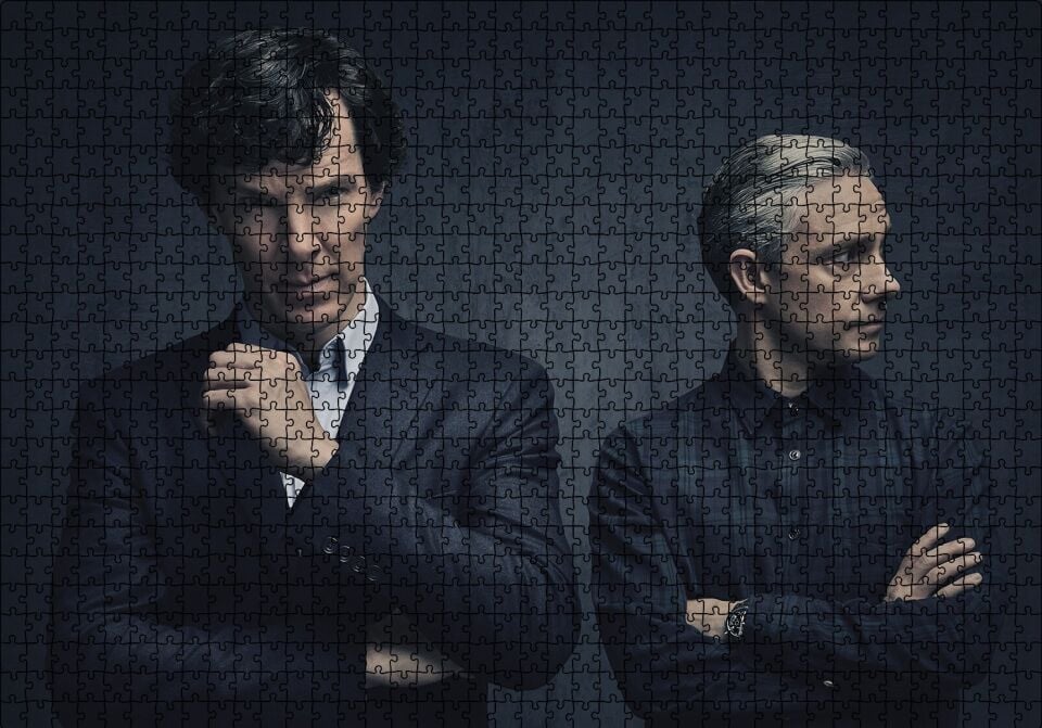 Sherlock Holmes ve Dr Watson Puzzle Yapboz MDF Ahşap 1000 Parça 49 cm X 68 cm
