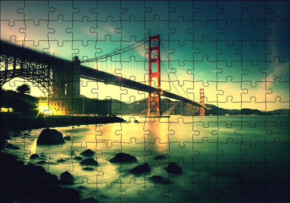 Golden Gate Köprüsü Dijital Art Puzzle Yapboz MDF Ahşap