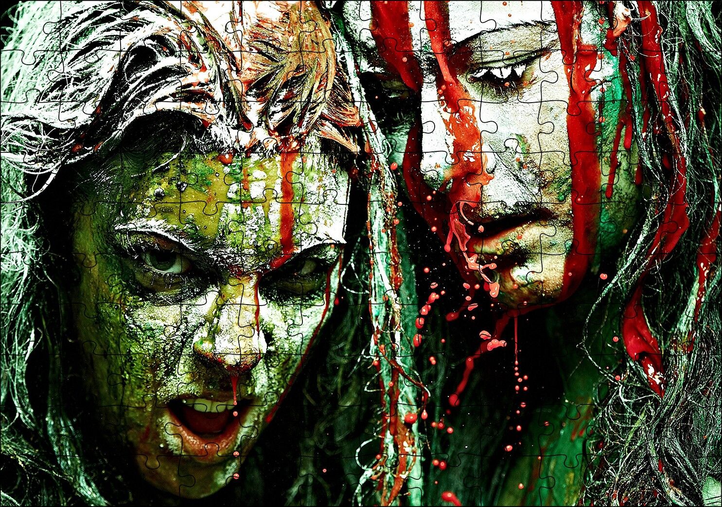 Su Sıçramalarına Damlacıklı Boyalı Kızlar Görseli Puzzle Yapboz MDF Ahşap