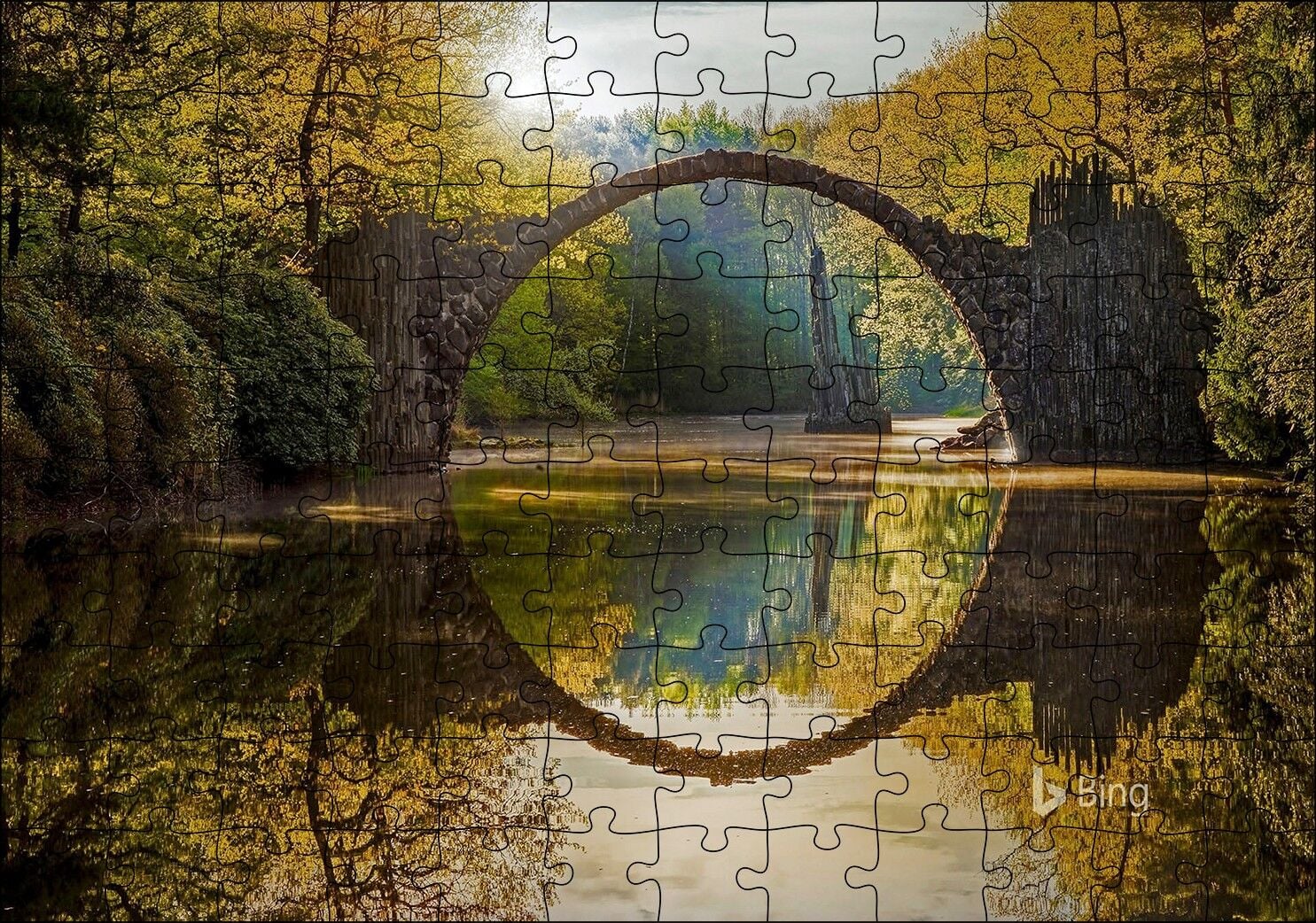 Rakotz Köprüsü Görseli Puzzle Yapboz MDF Ahşap 120 Parça 24 cm X 34 cm