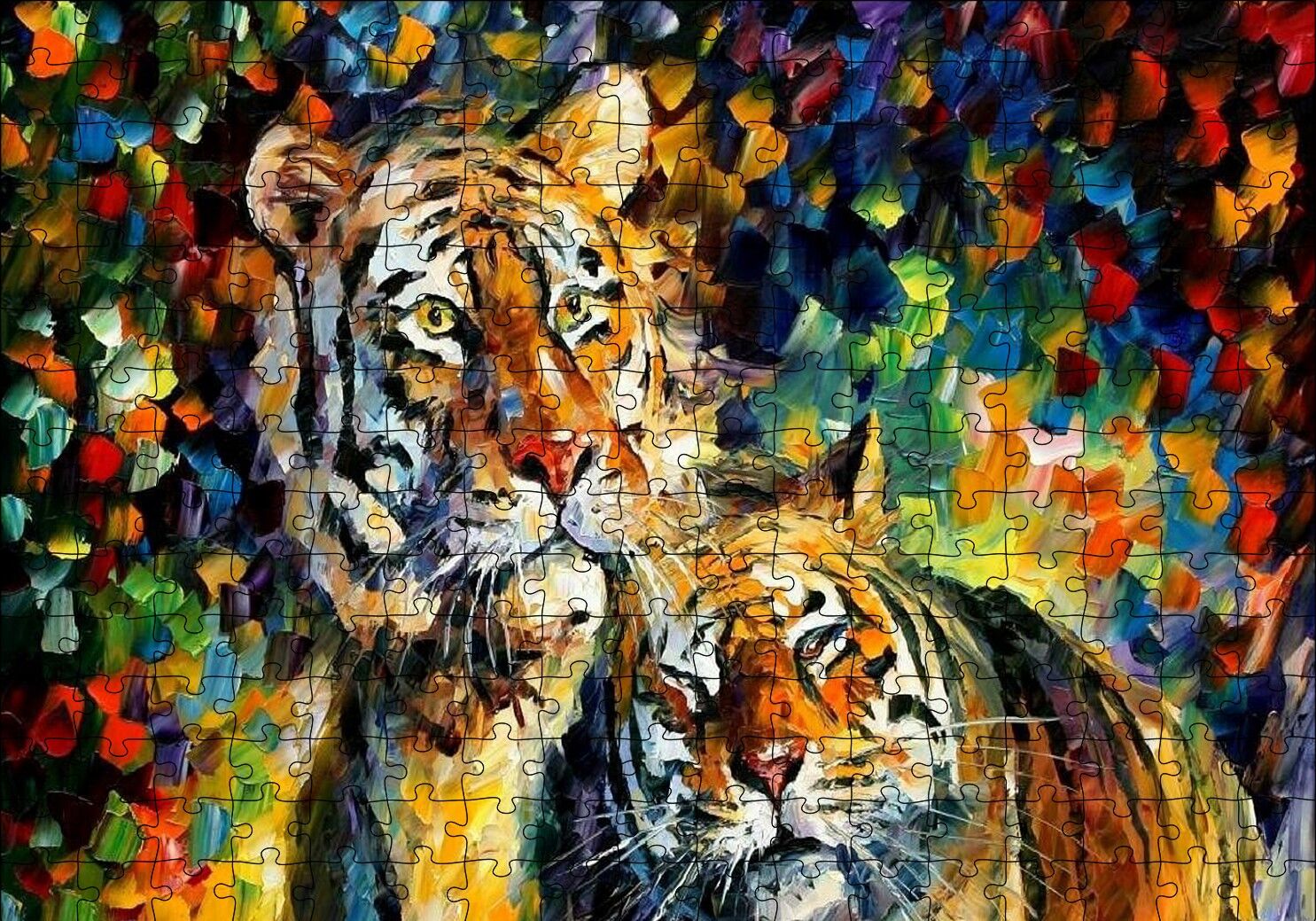 Kaplan Çift Yağlıboya Puzzle Yapboz MDF Ahşap 255 Parça 34 cm X 49 cm